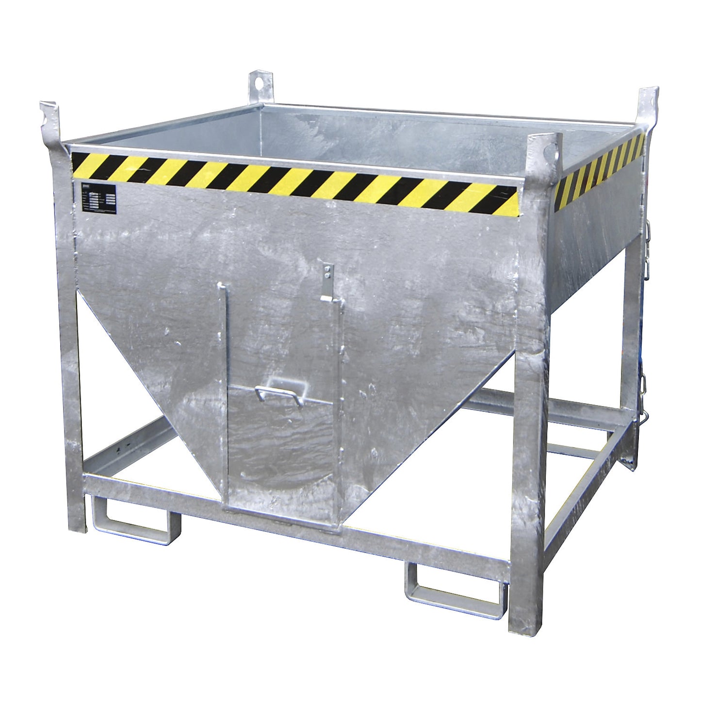 Silo container, capacity 0.50 m³, sliding trap on front side, hot dip galvanised.