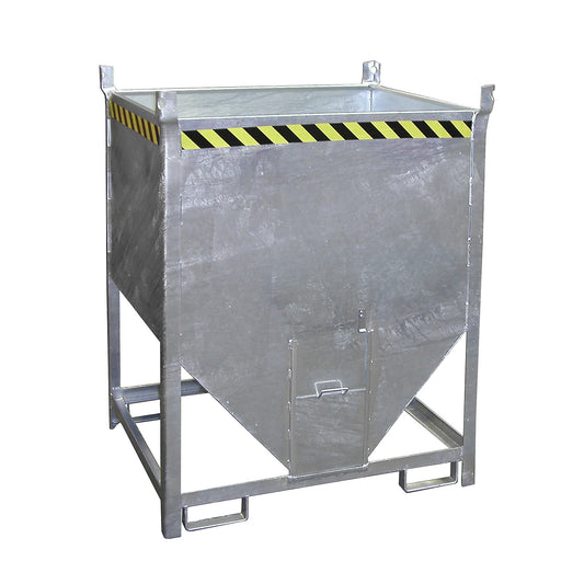 Silo container, capacity 1 m³, sliding trap on front side, hot dip galvanised.