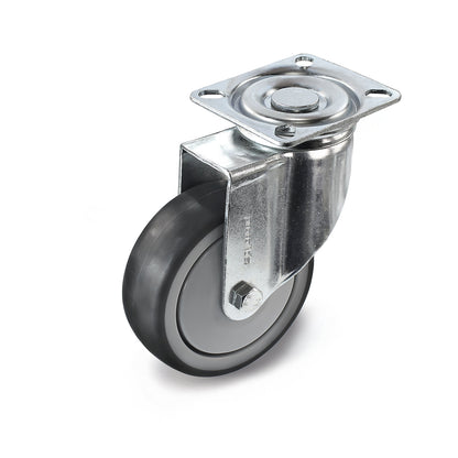 Rubber tyre, thermoplastic, with mounting plate, wheel Ø x width 125 x 32 mm, swivel castor.