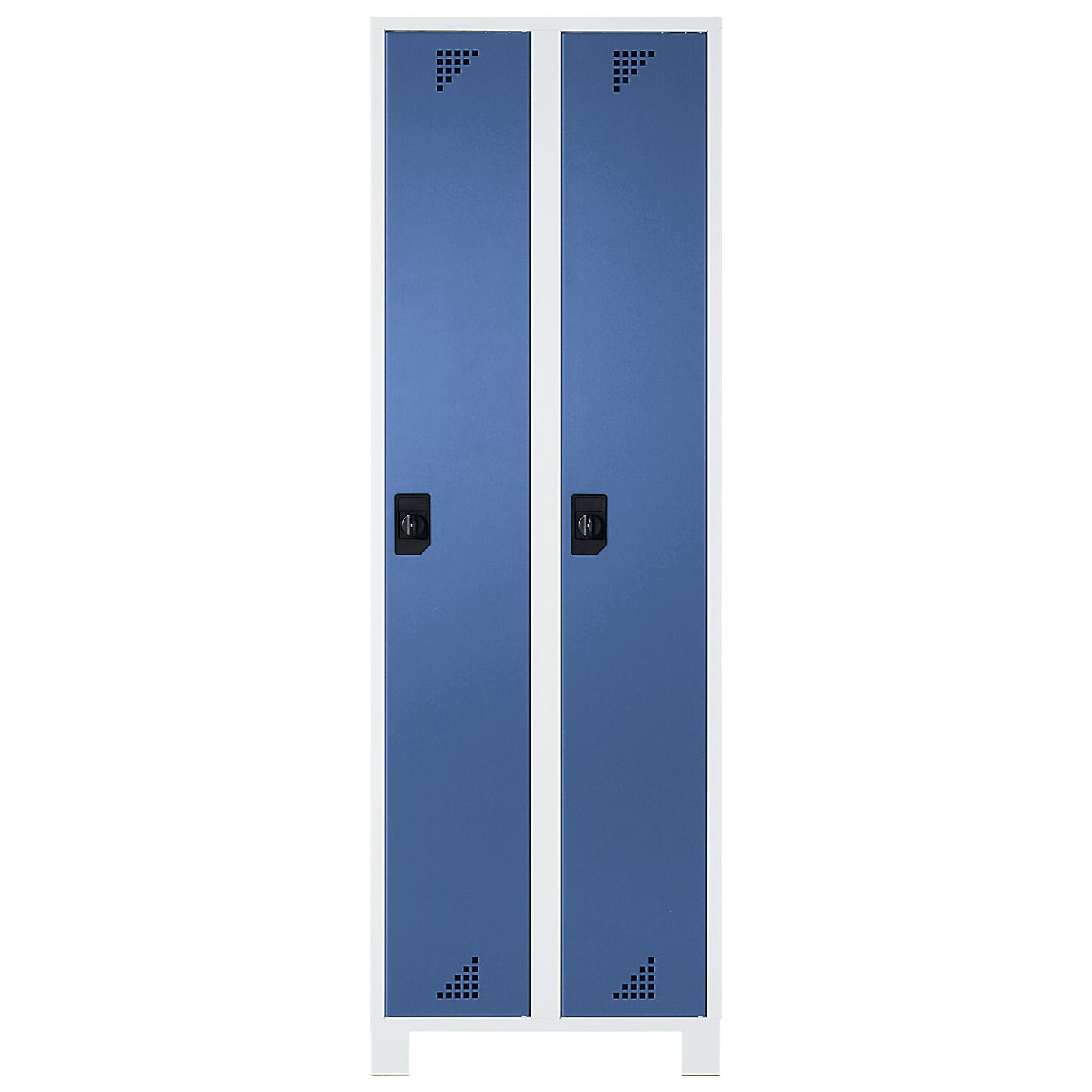 Bremen locker, 2 compartments, light grey / brilliant blue, width 600 mm.