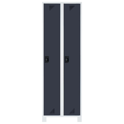 Bremen locker, 2 compartments, light grey / charcoal, width 800 mm.