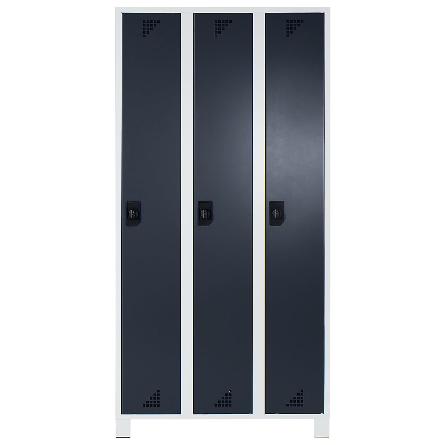 Bremen locker, 3 compartments, light grey / charcoal, width 1200 mm.