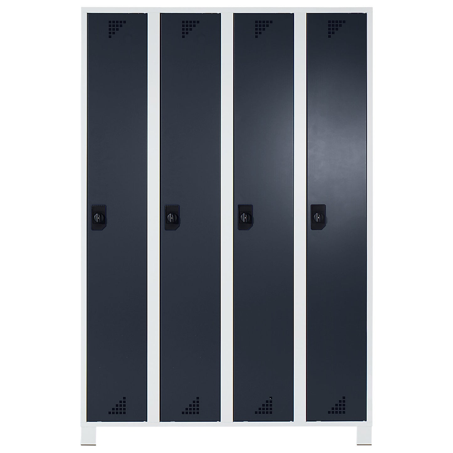 Bremen locker, 4 compartments, light grey / charcoal, width 1200 mm.