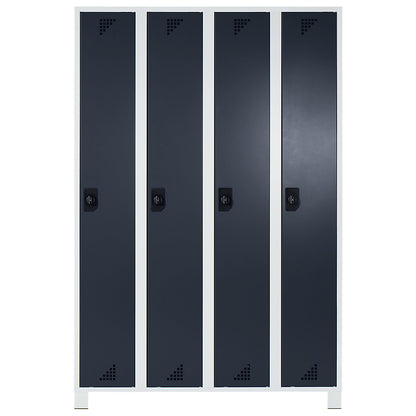 Bremen locker, 4 compartments, light grey / charcoal, width 1200 mm.