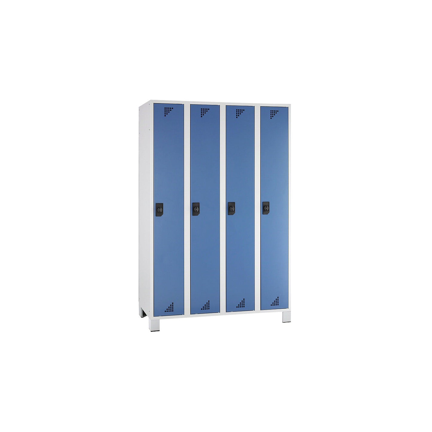 Bremen locker, 4 compartments, light grey / brilliant blue, width 1200 mm.