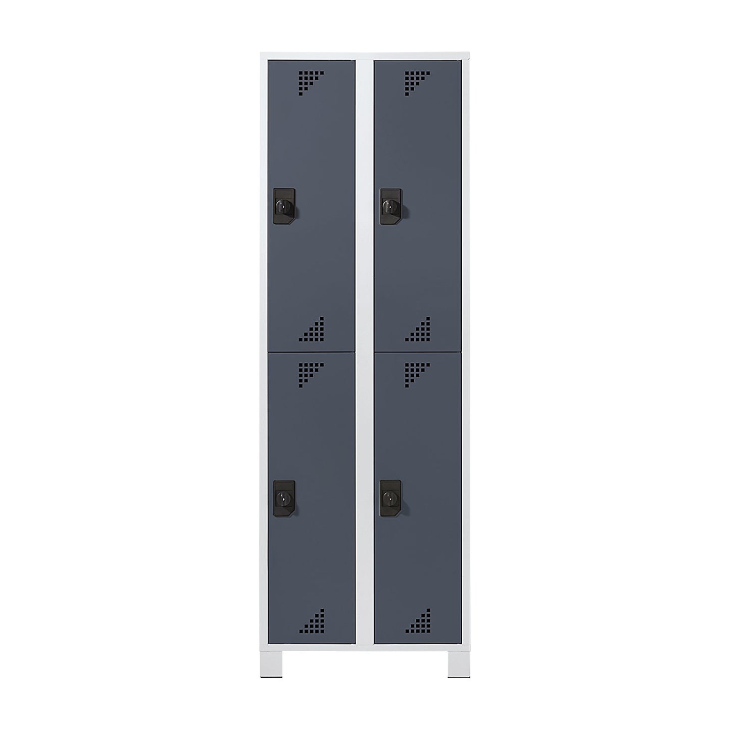 Bremen double deck clothes locker, 2 compartments, light grey / charcoal, width 800 mm, 4 compartments.