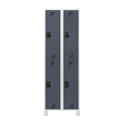 Bremen double deck clothes locker, 2 compartments, light grey / charcoal, width 800 mm, 4 compartments.