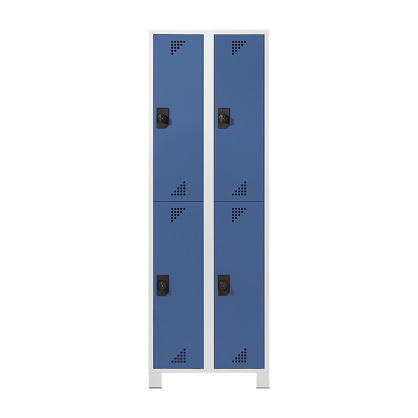 Bremen double deck clothes locker, 2 compartments, light grey / brilliant blue, width 800 mm, 4 compartments.