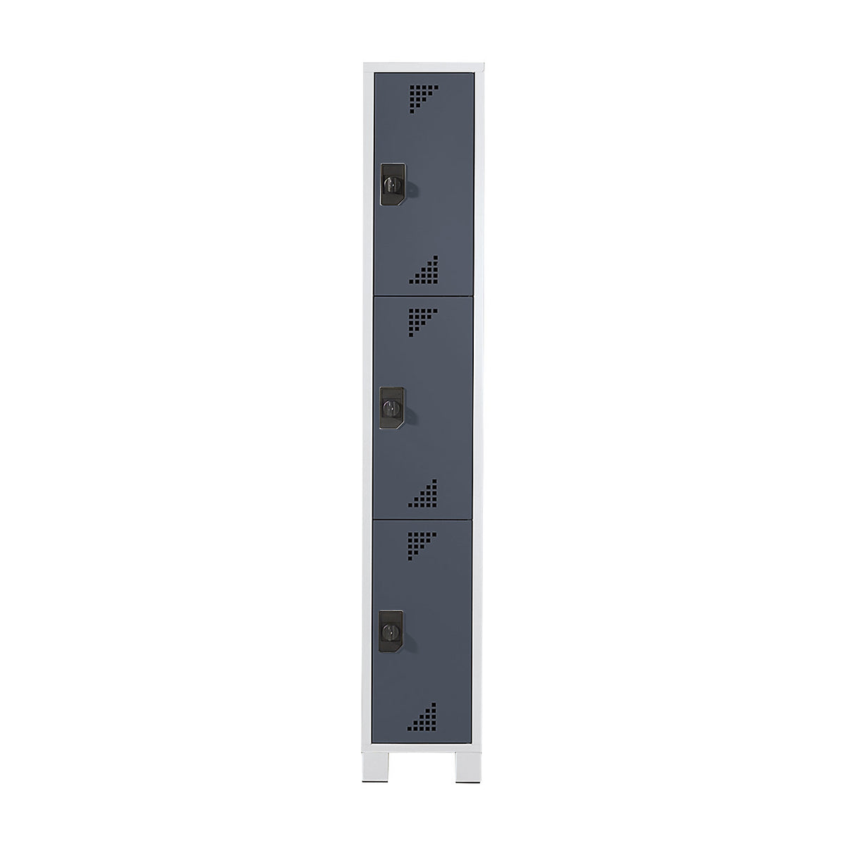 Bremen 3-fold compartment locker, 1 compartment, light grey / charcoal, width 400 mm, 3 compartments.