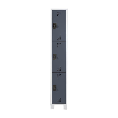 Bremen 3-fold compartment locker, 1 compartment, light grey / charcoal, width 400 mm, 3 compartments.