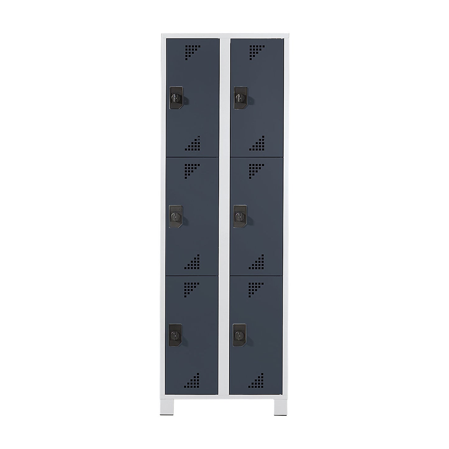 Bremen 3-fold compartment locker, 2 compartments, light grey / charcoal, width 600 mm, 6 compartments.