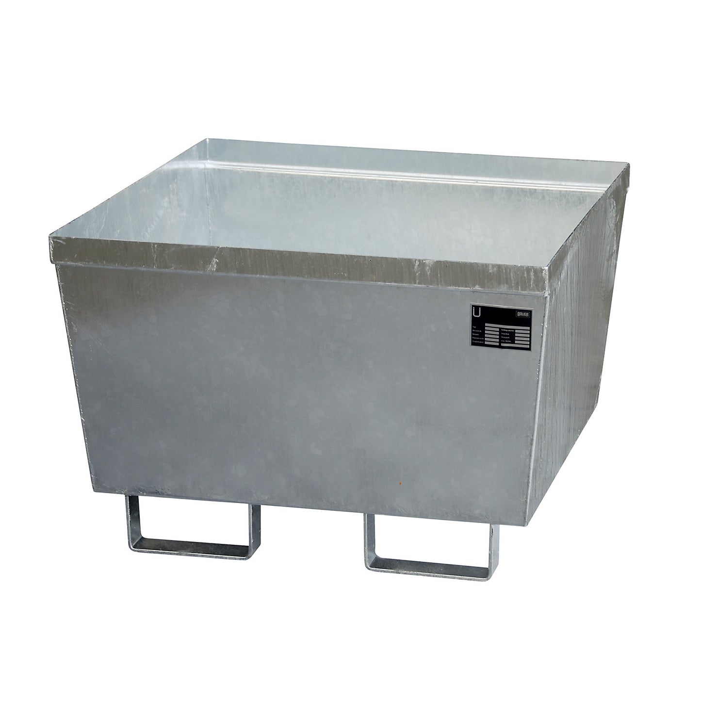 Steel sump tray with edge profiles, LxWxH 800 x 800 x 545 mm, without grate, hot dip galvanised.