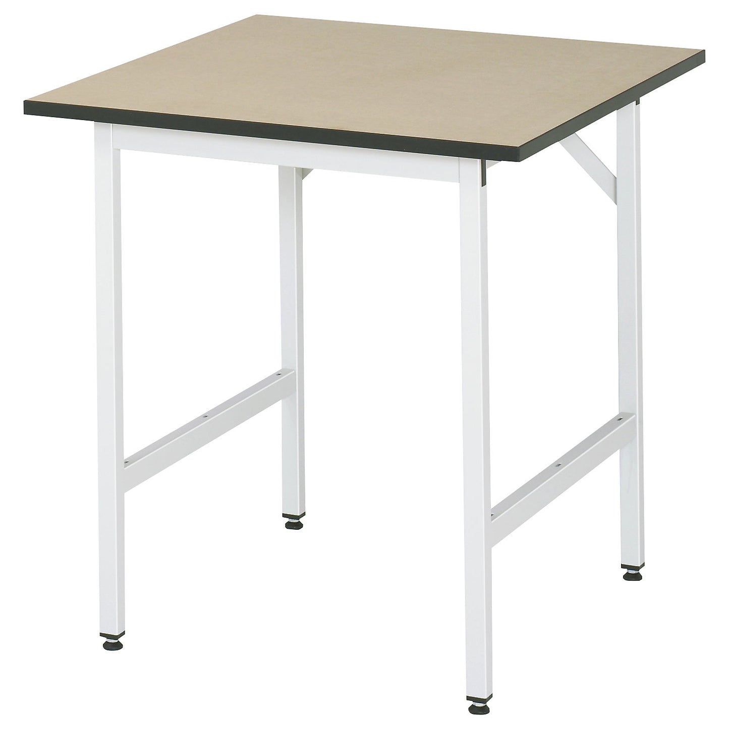 Work table, height adjustable, frame 30 x 30 mm, MDF panel, WxD 750 x 800 mm, light grey.