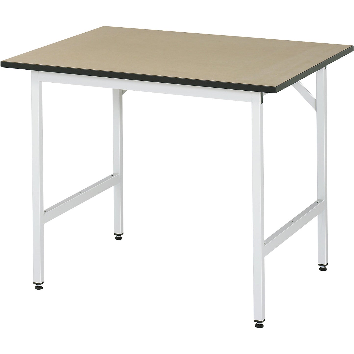 Work table, height adjustable, frame 30 x 30 mm, MDF panel, WxD 1000 x 800 mm, light grey.