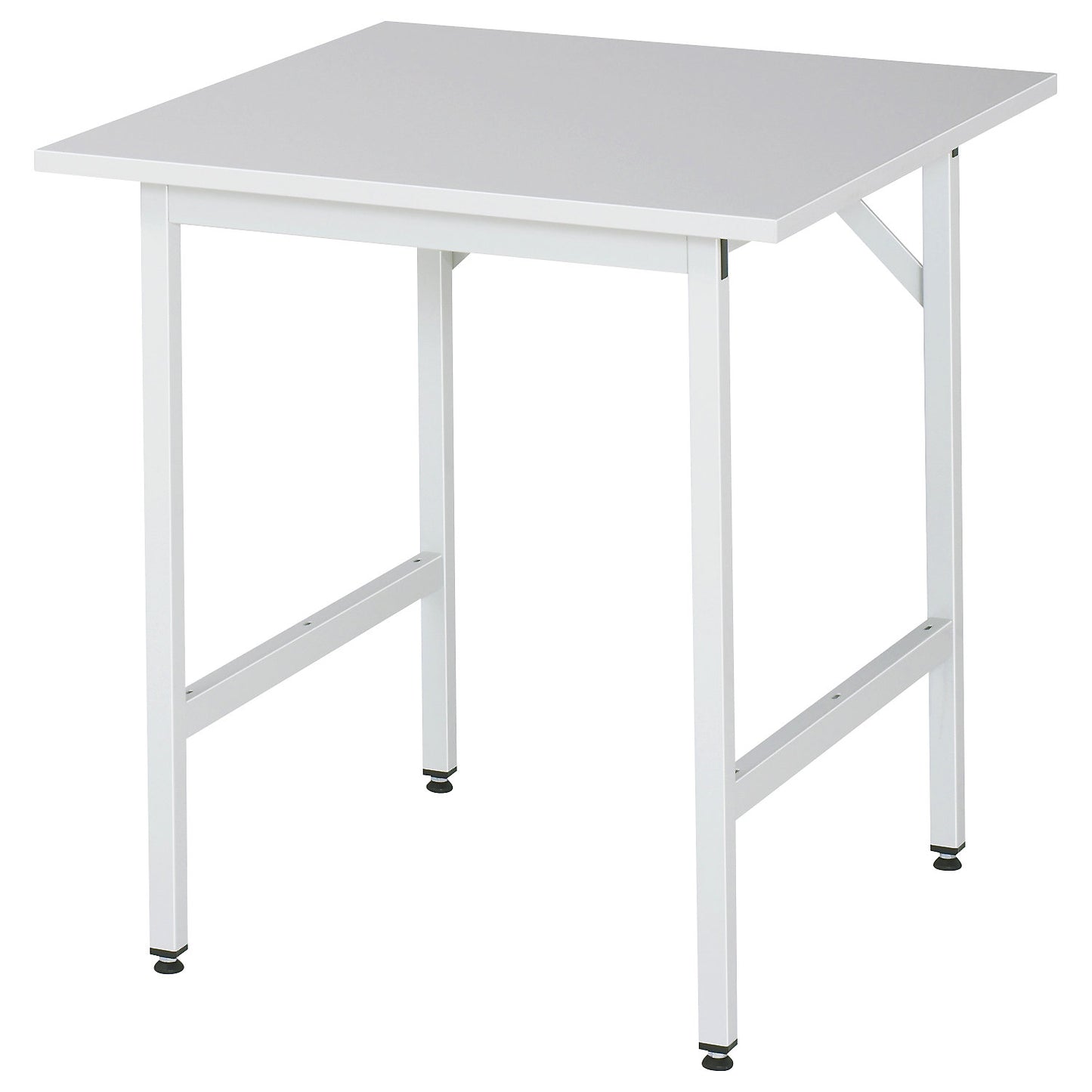 Work table, height adjustable, frame 30 x 30 mm, melamine coated panel, WxD 750 x 800 mm, light grey.