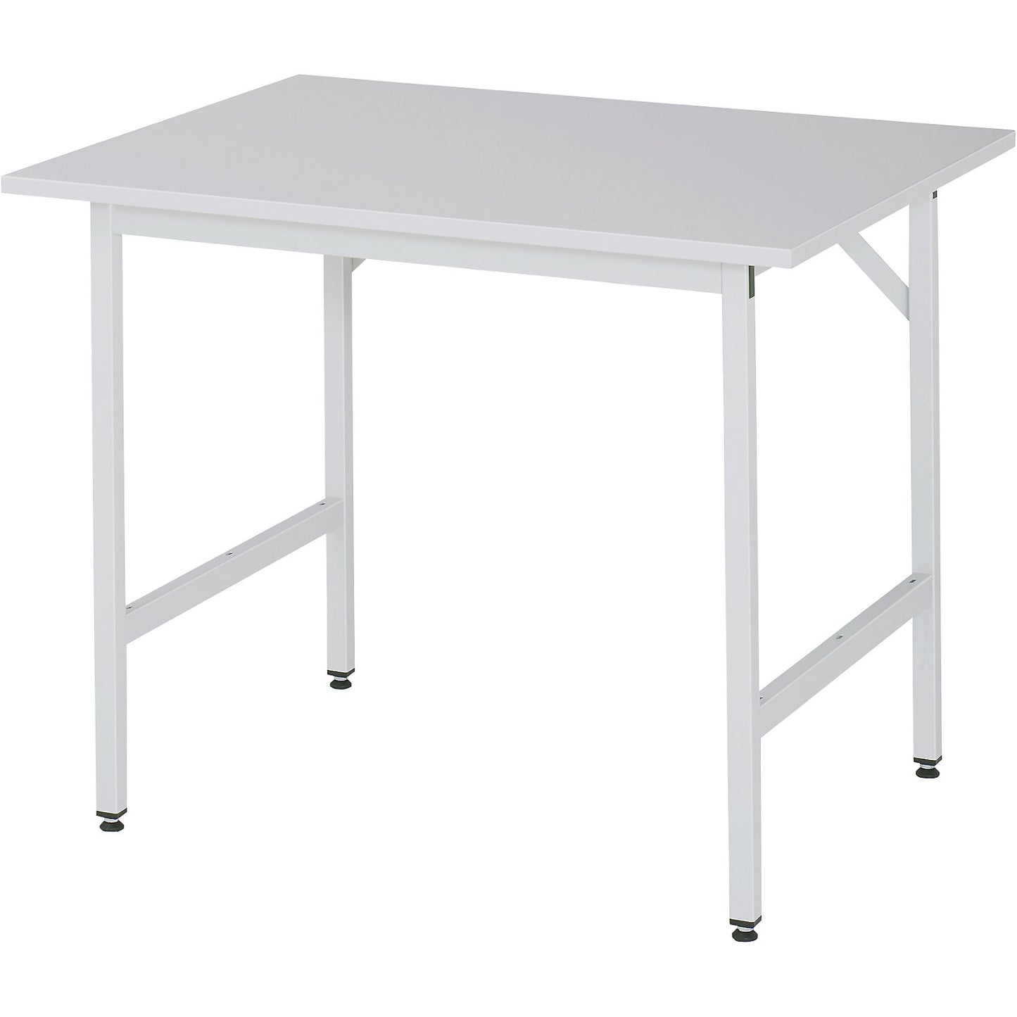 Work table, height adjustable, frame 30 x 30 mm, melamine coated panel, WxD 1000 x 800 mm, light grey.