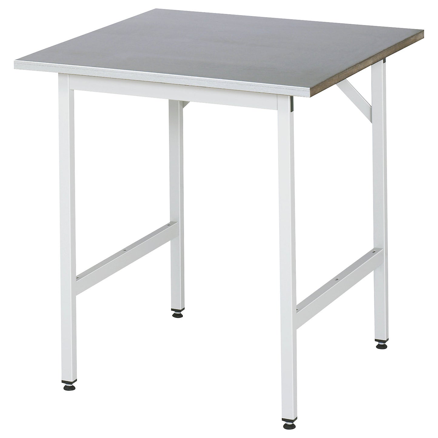 Work table, height adjustable, frame 30 x 30 mm, sheet steel panel, WxD 750 x 800 mm, light grey.