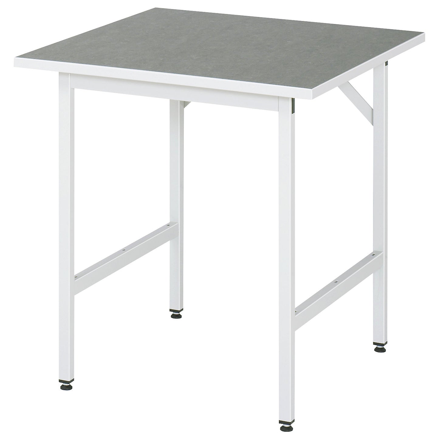 Work table, height adjustable, frame 30 x 30 mm, linoleum panel, WxD 750 x 800 mm, light grey.