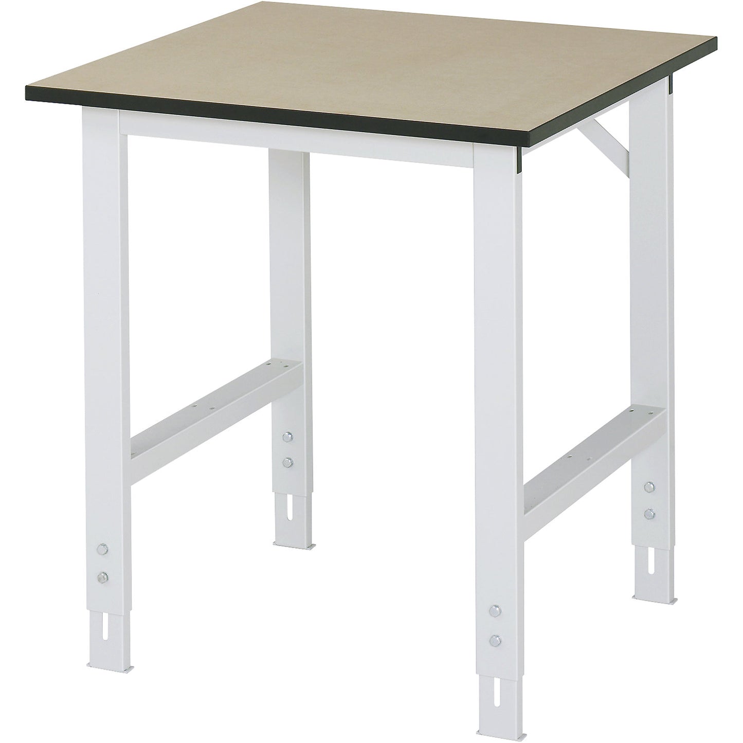 Work table, height adjustable, frame 60 x 30 mm, MDF panel, WxD 750 x 800 mm, light grey.