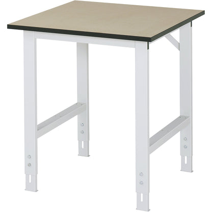 Work table, height adjustable, frame 60 x 30 mm, MDF panel, WxD 750 x 800 mm, light grey.