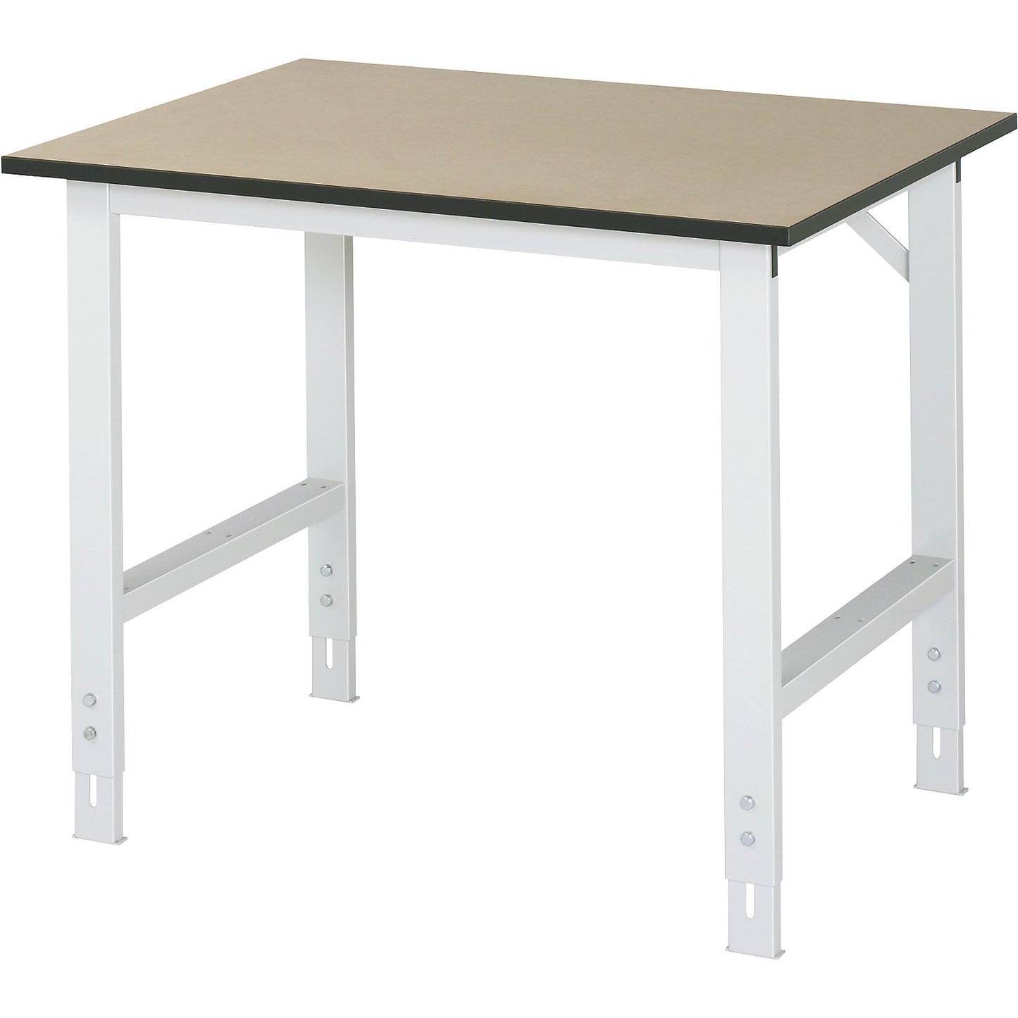Work table, height adjustable, frame 60 x 30 mm, MDF panel, WxD 1000 x 800 mm, light grey.