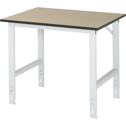 Work table, height adjustable, frame 60 x 30 mm, MDF panel, WxD 1000 x 800 mm, light grey.
