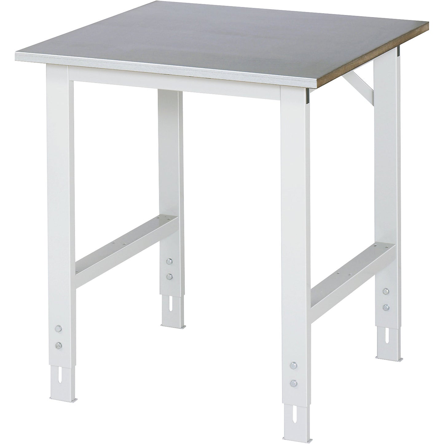 Work table, height adjustable, frame 60 x 30 mm, sheet steel panel, WxD 750 x 800 mm, light grey.