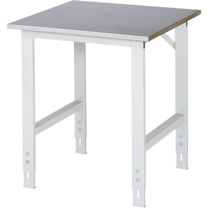 Work table, height adjustable, frame 60 x 30 mm, sheet steel panel, WxD 750 x 800 mm, light grey.