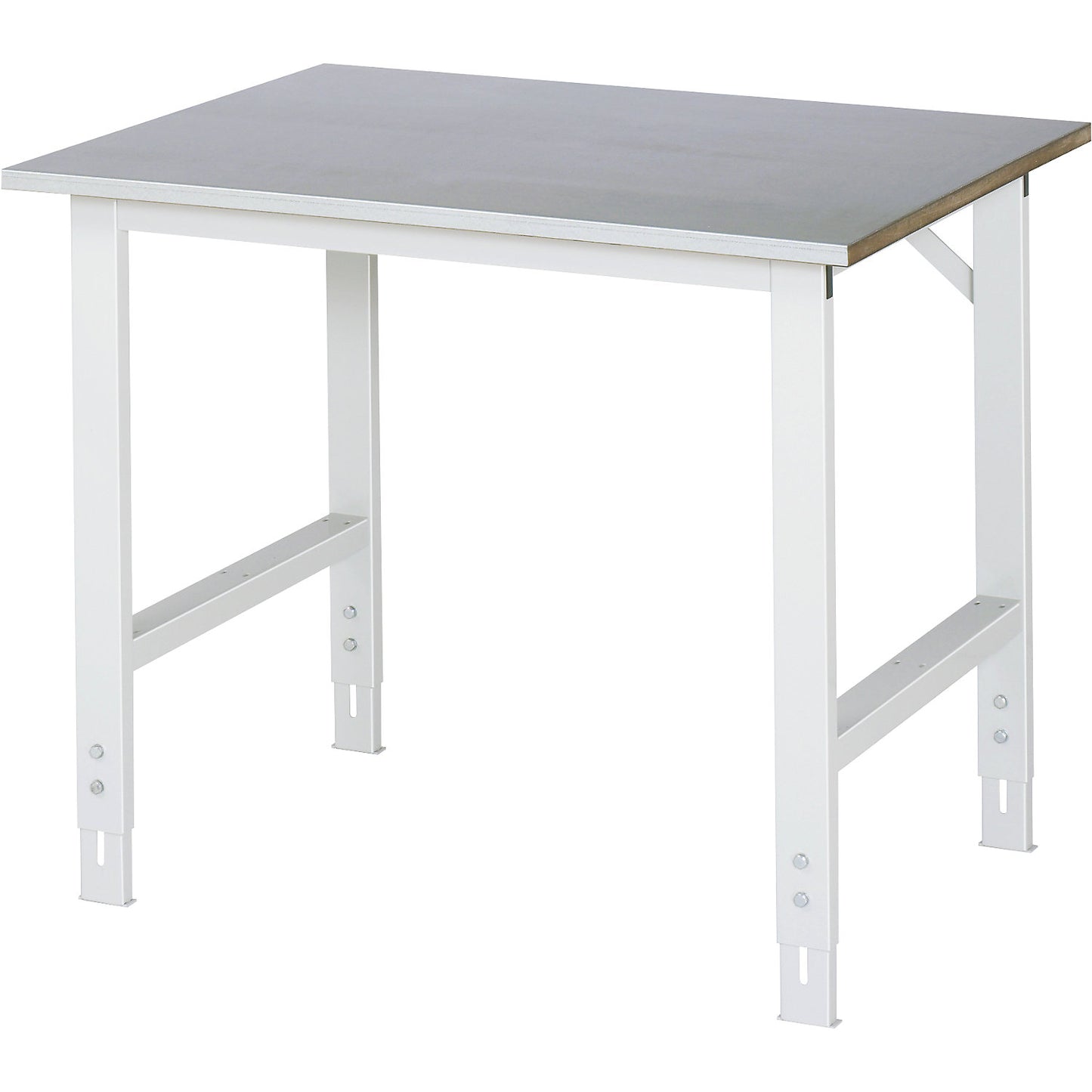 Work table, height adjustable, frame 60 x 30 mm, sheet steel panel, WxD 1000 x 800 mm, light grey.