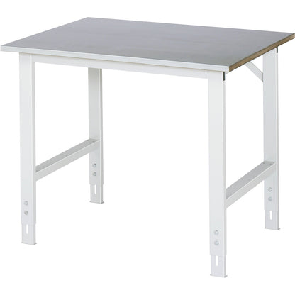 Work table, height adjustable, frame 60 x 30 mm, sheet steel panel, WxD 1000 x 800 mm, light grey.
