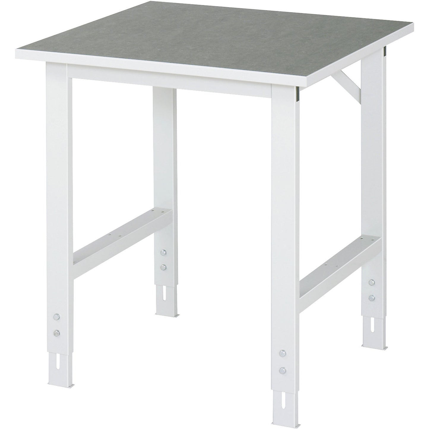 Work table, height adjustable, frame 60 x 30 mm, linoleum panel, WxD 750 x 800 mm, light grey.