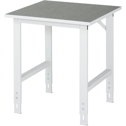 Work table, height adjustable, frame 60 x 30 mm, linoleum panel, WxD 750 x 800 mm, light grey.