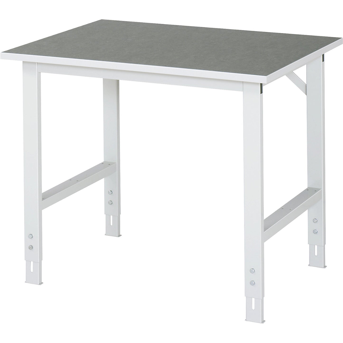 Work table, height adjustable, frame 60 x 30 mm, linoleum panel, WxD 1000 x 800 mm, light grey.