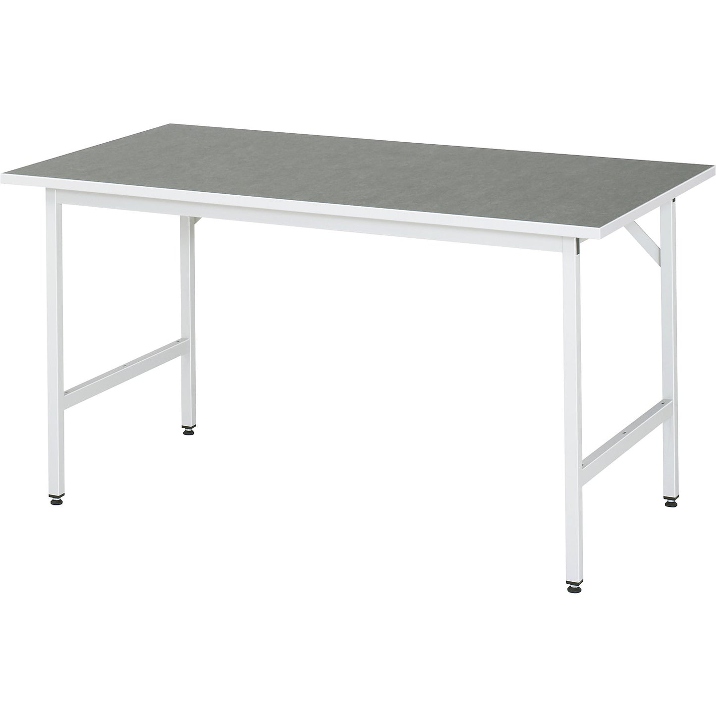Work table, height adjustable, frame 30 x 30 mm, linoleum panel, WxD 1500 x 800 mm, light grey.