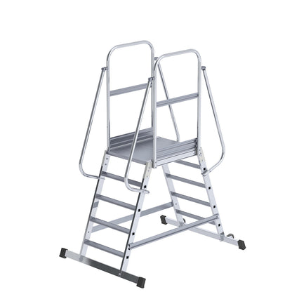 Aluminium mobile safety steps, double sided, mobile, 2 x 5 steps.