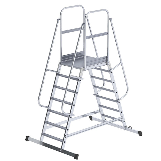Aluminium mobile safety steps, double sided, mobile, 2 x 7 steps.