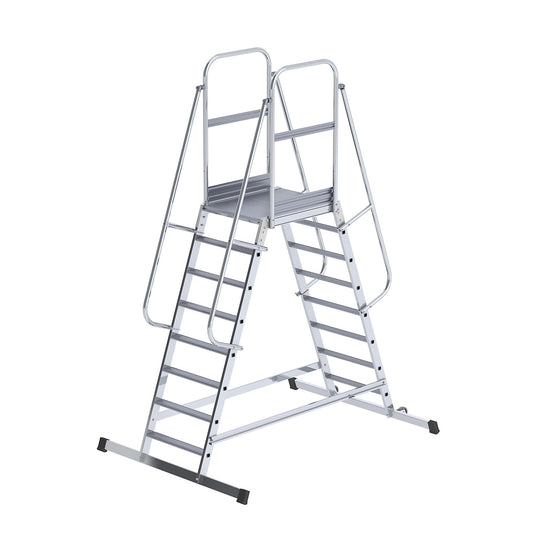 Aluminium mobile safety steps, double sided, mobile, 2 x 8 steps.
