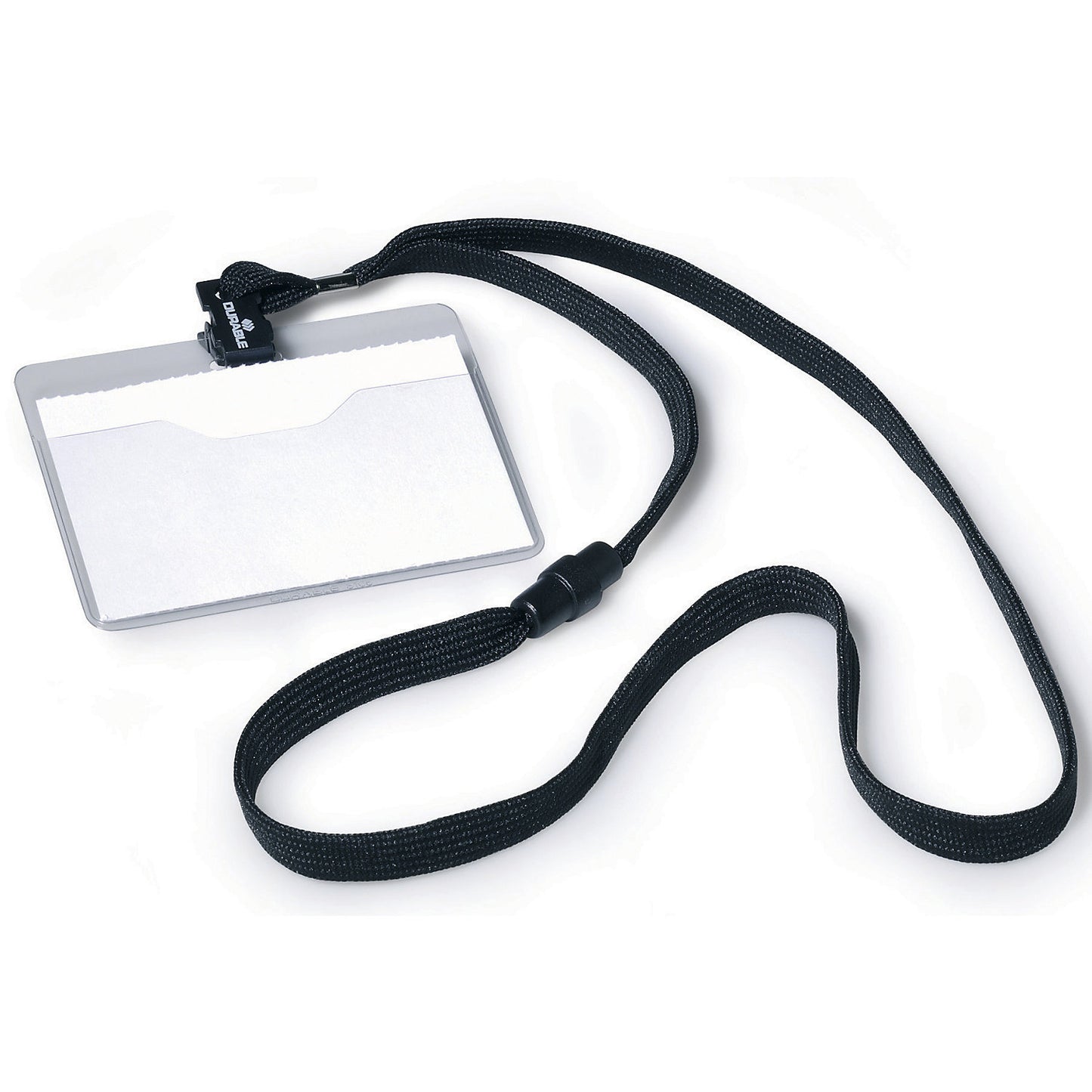 Name badge with fabric strap, with clasp, HxW 60 x 90 mm, black, pack of 40.