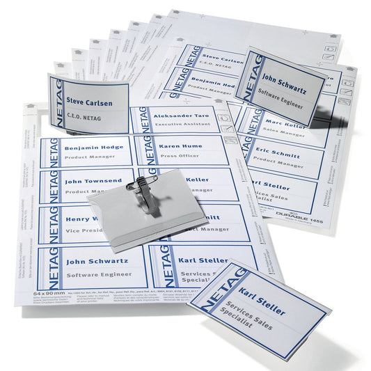 Name badge set, badges with combination clasp, pack of 5.