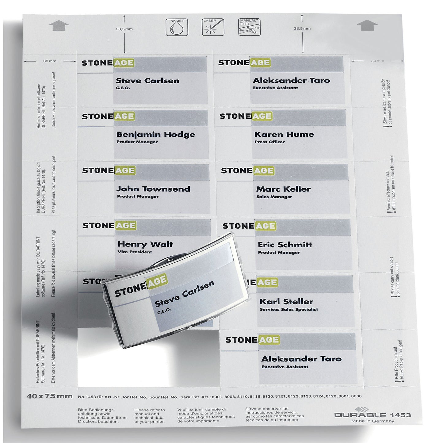 BADGEMAKER sheet inserts, for HxW 40 x 75 mm, pack of 1200, white.