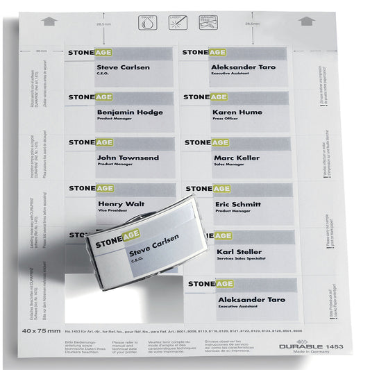 BADGEMAKER sheet inserts, for HxW 40 x 75 mm, pack of 1200, white.
