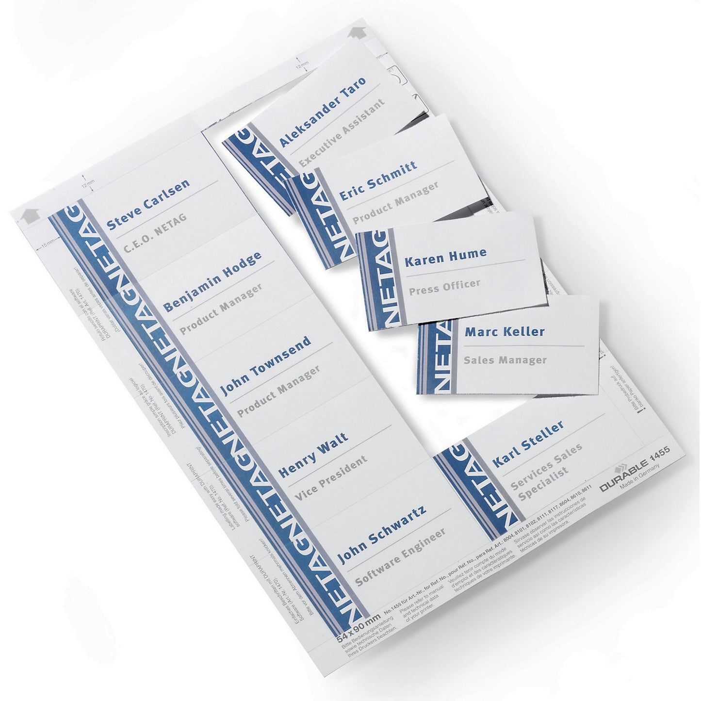 BADGEMAKER sheet inserts, for HxW 54 x 90 mm, pack of 1000, white.