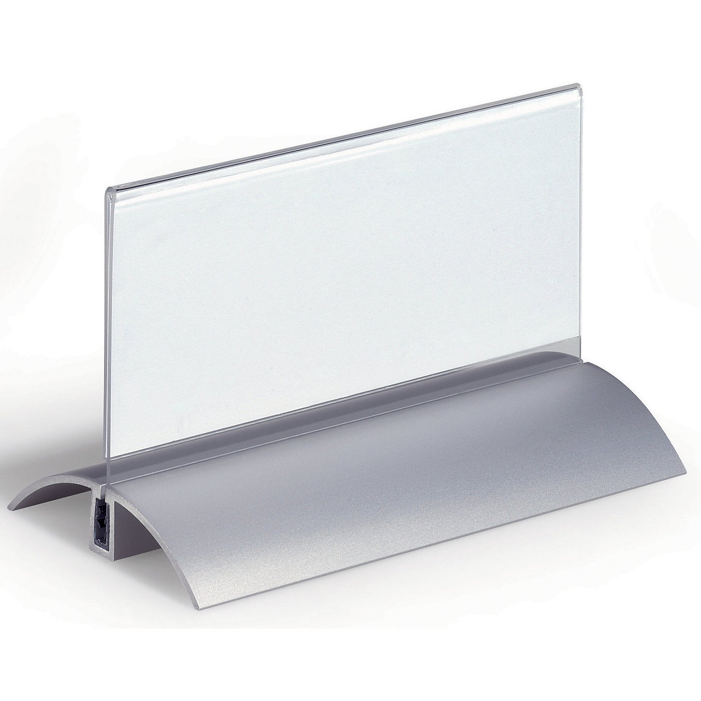 Table place name holder, acrylic, with aluminium base, HxW 61 x 150 mm, pack of 12.