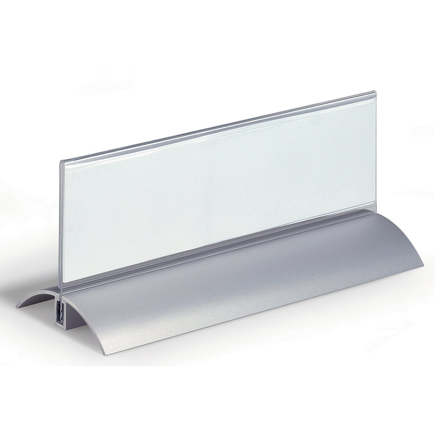 Table place name holder, acrylic, with aluminium base, HxW 61 x 210 mm, pack of 12.