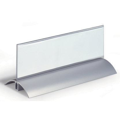 Table place name holder, acrylic, with aluminium base, HxW 61 x 210 mm, pack of 12.