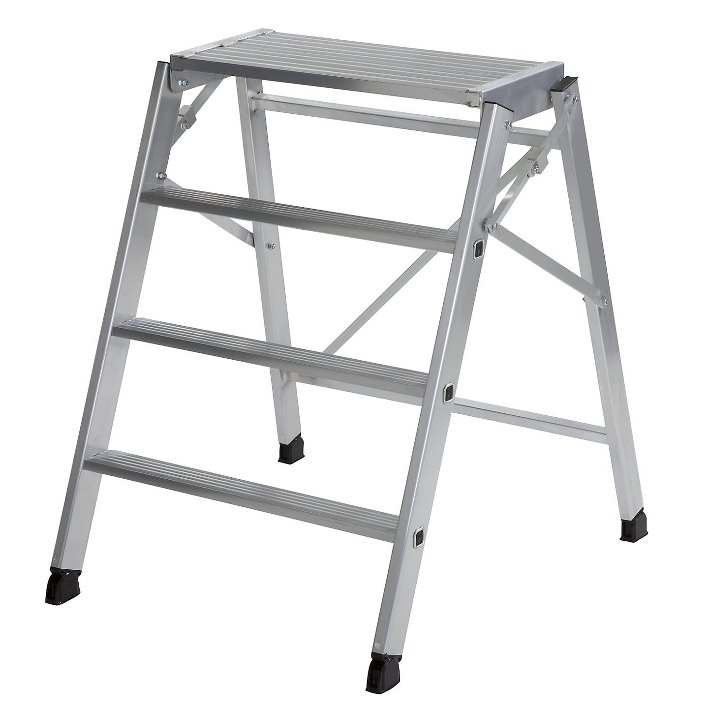 Folding steps, aluminium, step depth 80 mm, 4 steps.