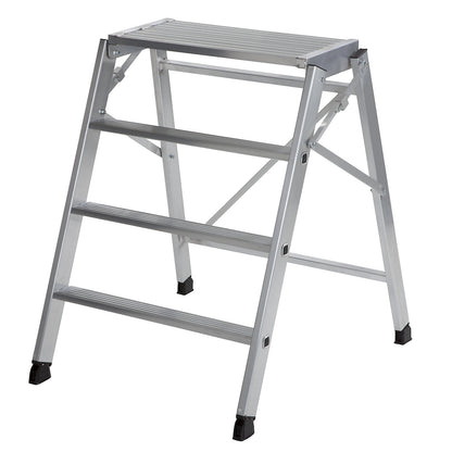 Folding steps, aluminium, step depth 80 mm, 4 steps.