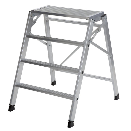 Folding steps, aluminium, step depth 80 mm, 4 steps.