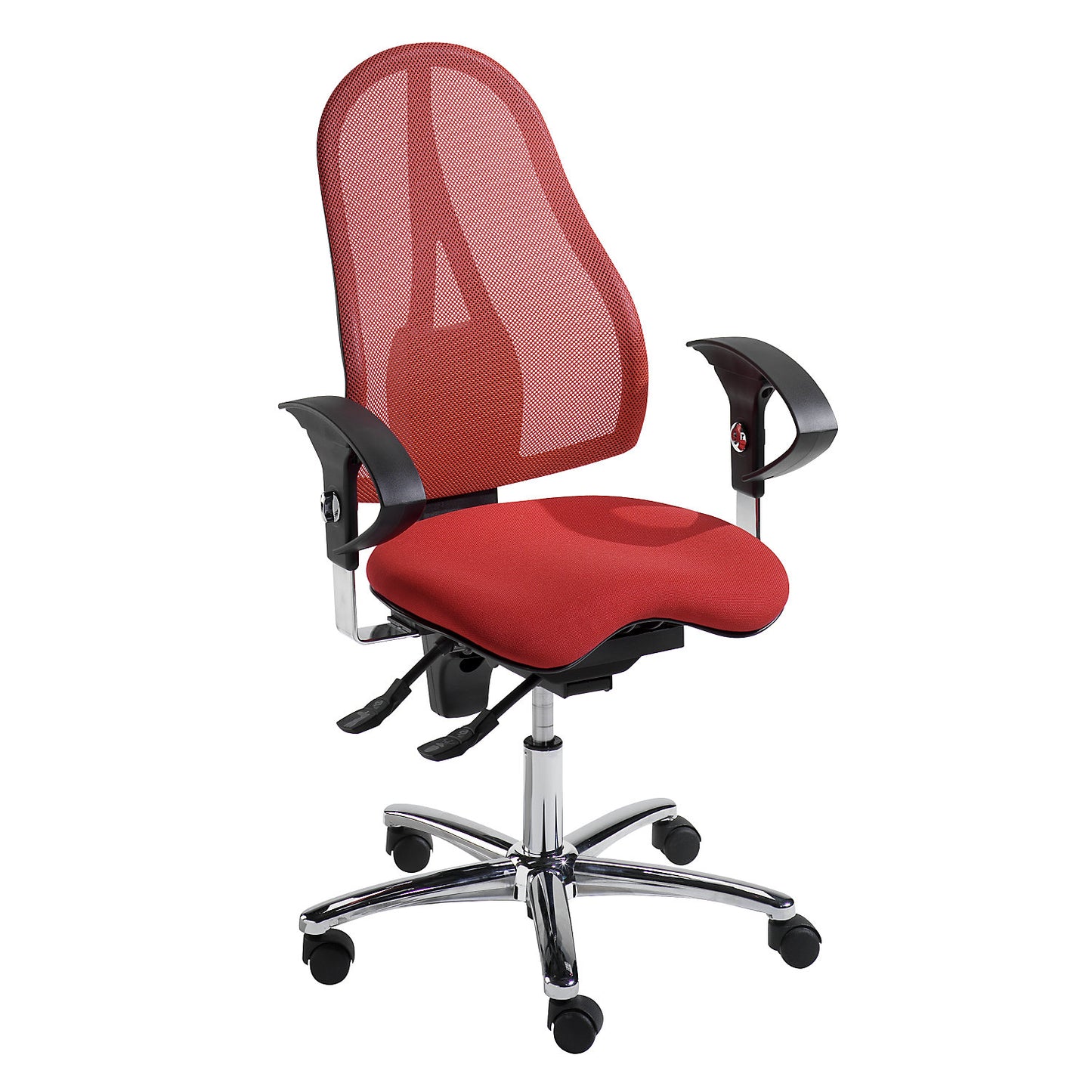 SITNESS 15 operator swivel chair, with Body Balance Tec®, back rest with mesh covering, red.
