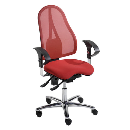 SITNESS 15 operator swivel chair, with Body Balance Tec®, back rest with mesh covering, red.